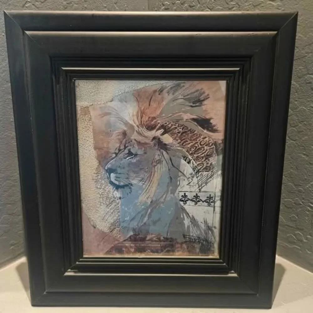 Ann Dilliard Set of 3 Framed African Tiger Lion Zebra  Lithographs Afrique